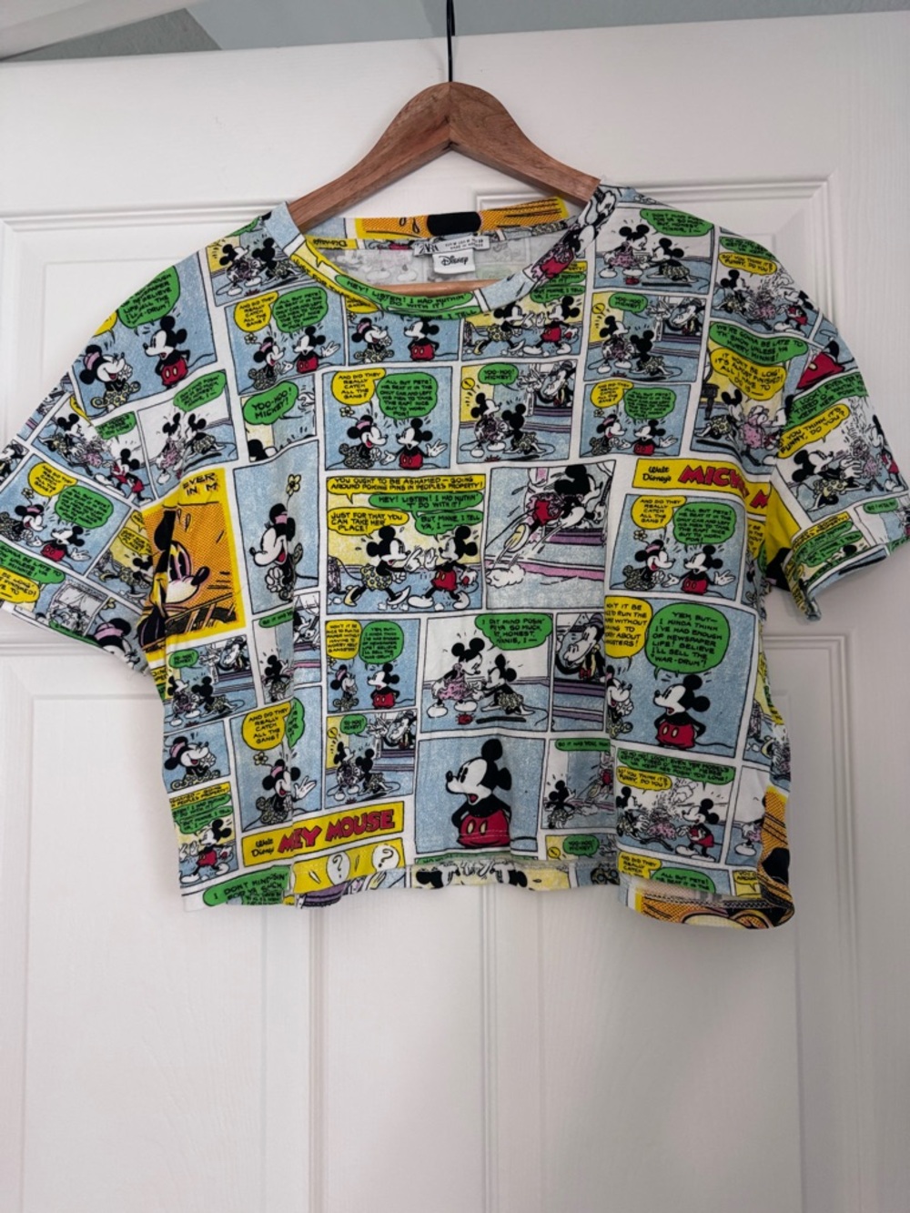 Zara Disney Mickey Mouse Comic Print Crop Tee